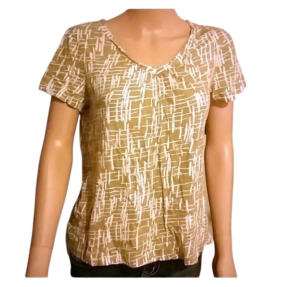 Goerge Khaki and white v neck shirt M